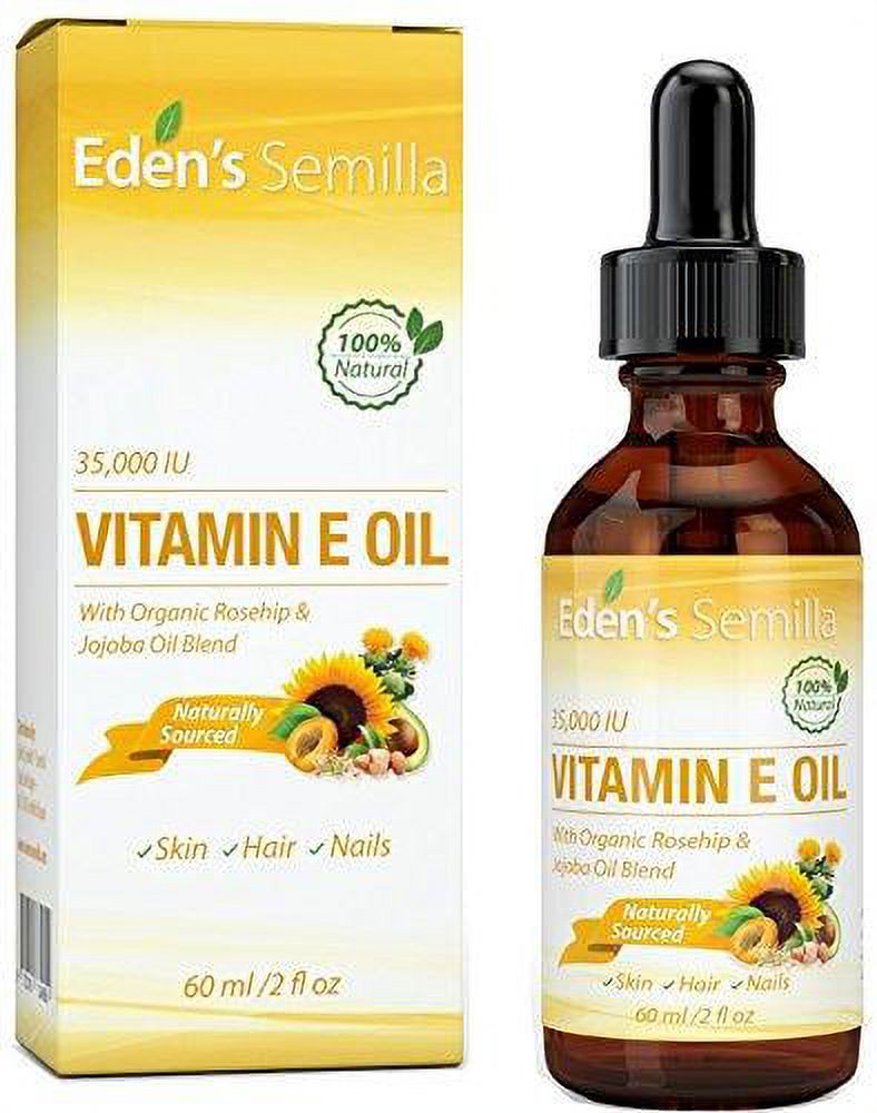 100% Natural Vitamin E Oil 35,000 IU + Organic Rosehip & Jojoba Blend - 2 OZ Bottle. FAST Absorbing Skin Protection For Face & Body. Pure Ingredients - Ideal For Sensitive Skin - Use Daily - image 4 of 4