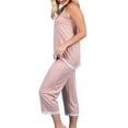 thumbnail image 3 of Doublju Women's Sleeveless Racerback Lace Capri Pajama 2 Pcs Set (Plus Size Available), 3 of 4