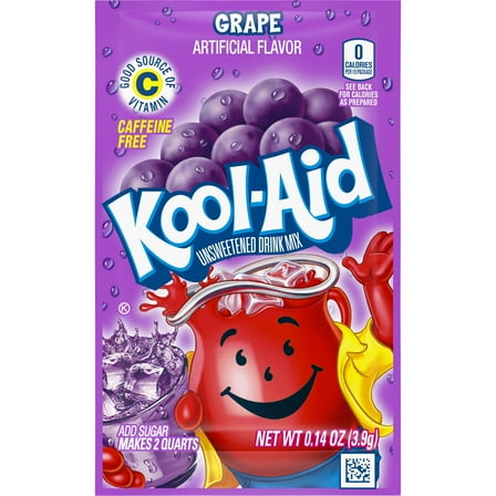 Kool-Aid Unsweetened Grape Artificially Flavored Powdered Drink Mix, 0.14 oz. Packet-Pack Of 4
