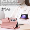 thumbnail image 6 of ELEHOLD for Samsung Galaxy S23 FE PU Leather Wallet Case, with Card Holder Strap Shoulder Lanyard for Women Men, Durable Zipper Kickstand Cover for Samsung Galaxy S23 FE,Rosegold, 6 of 10