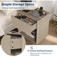thumbnail image 3 of Acekid Fluted Nightstands 2PC Side Tables Charging Station LED Light Modern Mid Century End Table Drawer Farmhous, 3 of 8