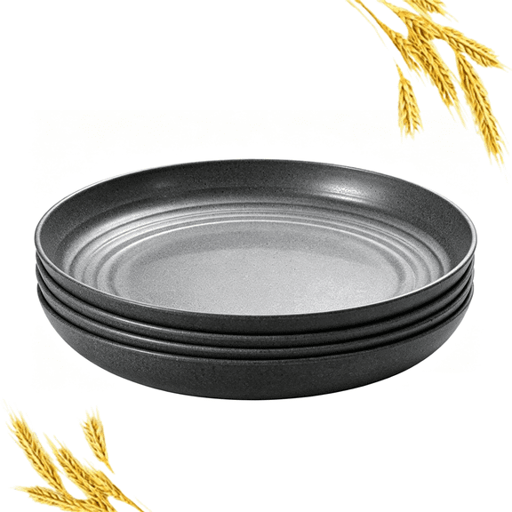 Fmxomd 8.9 Inch Small Plates-Wheat Straw Mini Plate, Unbreakable Plate Set Ideal for Dessert, Appetizers, Small Serving, Side Dish, Lightweight Dessert Dishes Plates, Set of 4 - Dark Gray