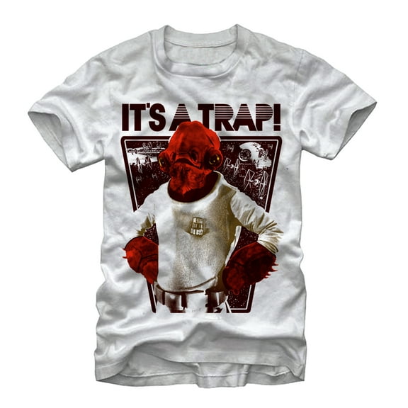 Men's Star Wars Ackbar It's a Trap Graphic Tee White Large