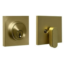 Weslock 00771-4-4FR22 Keyed One Side Square Single Cylinder Deadbolt, Satin Brass