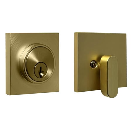 Weslock 00771-4-4FR22 Keyed One Side Square Single Cylinder Deadbolt, Satin Brass