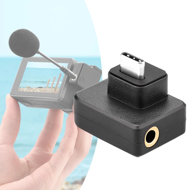Conector de micrófono de 3,5 mm, micrófono de sonido y conector de adaptador , accesorios para cámara de acción perfke Conector del adaptador de audio