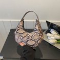 thumbnail image 4 of Bolso De Hombro Bolso para axilas de mujer Media luna Estampado de serpiente Moda Bolso de hombro Monedero (Marrón), 4 of 6