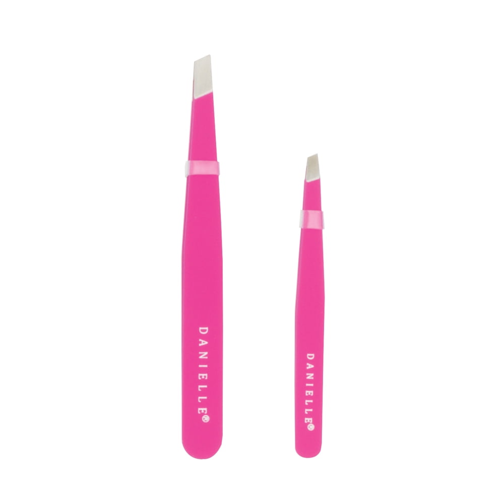Danielle Soft Touch Duo Stainless Steel Tweezer Set, Pink, 2 Ct