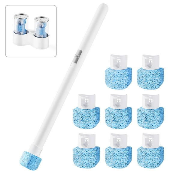 Pumice Stone Toilet Brush - Bathroom Cleaner Brush with Long Handle for Remove Hard Water Stains with Long Handle  8 Replaceable Heads