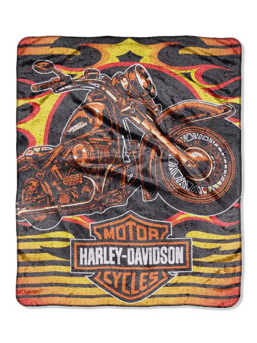 HarleyDavidson 3D Micro Raschel Waffle Throw Blanket, 50 x 60 inch
