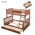thumbnail image 3 of Twin Over Full Bunk Bed with Ladder, Two Storage Drawers and Safety Guardrails, Solid Wood Bunk Beds Wooden Bed Frame for Kids, Teens, Adults, Can be Separate into 2 Single Beds, Walnut, 3 of 7