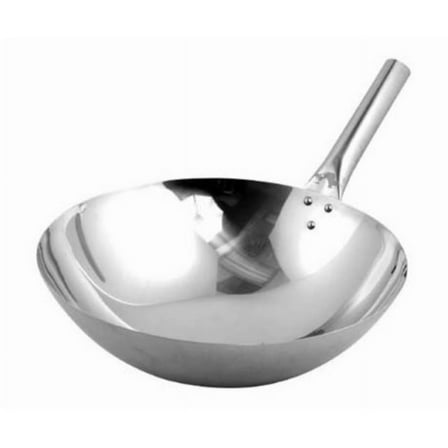 Winco WOK-14N, 14-Inch Stainless Steel Wok Nailed Joint