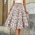 thumbnail image 2 of LWavelet Floral Flared Midi Skirt Women Daily Casual Flowy Stylish Versatile Bottoms White M, 2 of 8