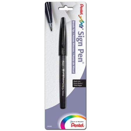 Pentel Sign Pen, Brush-Tip, Black (Best Black Brush Pen)