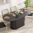 thumbnail image 1 of Noble House 55.11"-70.86" Extendable Oval Dining Table with Striped Legs,Black, 1 of 6