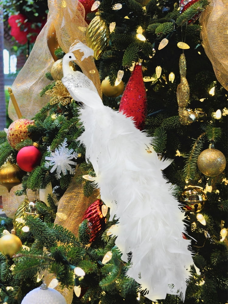 White Peacock Christmas Ornament