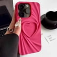 thumbnail image 4 of Funda de teléfono con diseño de corazón de amor en 3D y arrugas plegables a la moda para iPhone 13, 14, 15 Pro Max, 16 Plus, 11, 12 ProMax, cubierta completa de silicona mate suave, 4 of 5