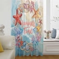 thumbnail image 5 of Summer Nautical Sheer Curtains 72 Inches Long, Ocean Beach Waves Marine Starfish Coral Shell Light Filering Curtains, Breathable Simi Curtain Privacy Drapes for Living Room Bedroom Window Treatment, 5 of 7