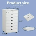 thumbnail image 2 of YEXJ Drawer Chest File Cabinet, Wood Dresser Under Desk Storage, Mobile Printer Stand with Lockable Wheels For Home Office Study, White, 7-Drawers, 2 of 8