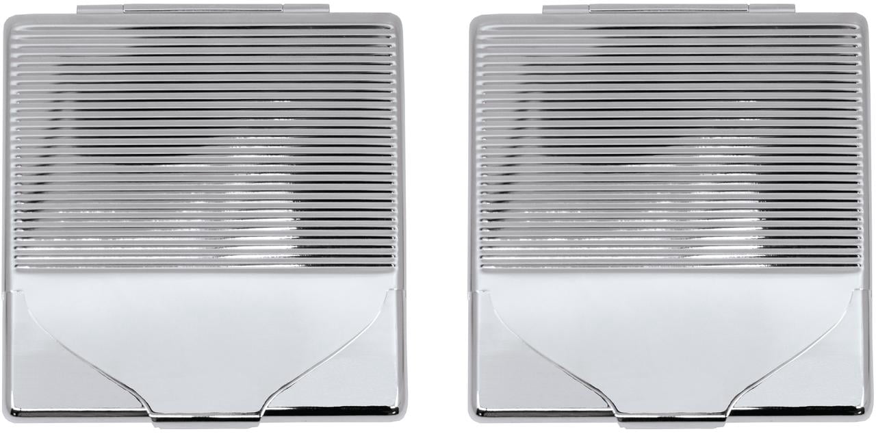 Set of 2 Ultra Compact Metal-Plated King Size Cigarette Case & Stash Box (Silver Vertical Lines)