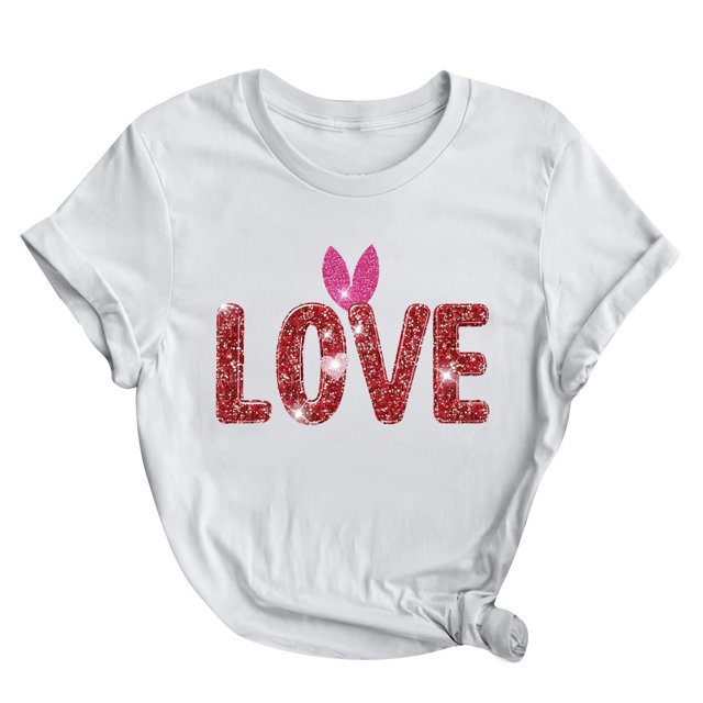 Lmnyox T-Shirt Imprimé pour Femmes Manches Courtes Été Décontracté T-Shirts Col Rond Ample Chandail Mode 2025