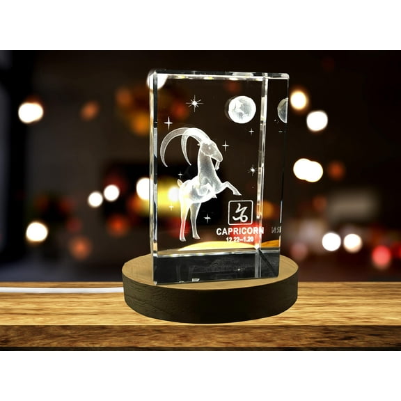 Capricorn Zodiac Sign 3D Engraved Crystal Keepsake Gift
