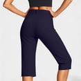 thumbnail image 4 of Womens Denim Style High Waisted Capris, Button Fly Stretchy Straight Leg Pants for Office Casual Comfort Dark Blue S-XXL,Size M, 4 of 5