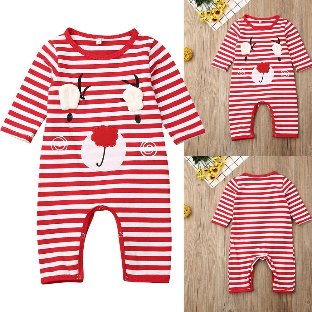 kaiCran Kids Baby Boys Gilrs Christmas Clothes Sets Long Sleeve 2Pcs Red Pajamas Outfits Deer 