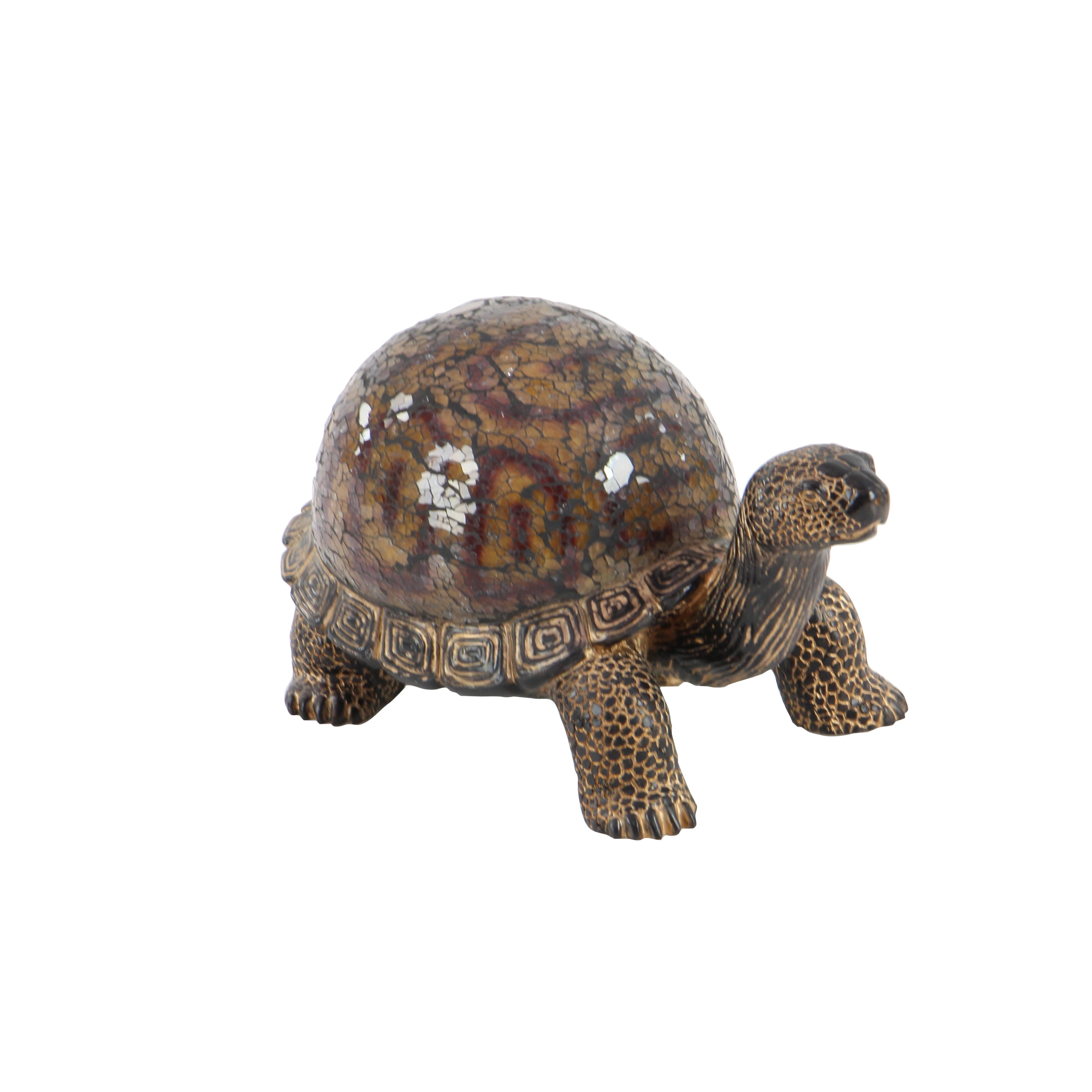 11" x 6" Brown Polystone Turtle Sculpture, by DecMode