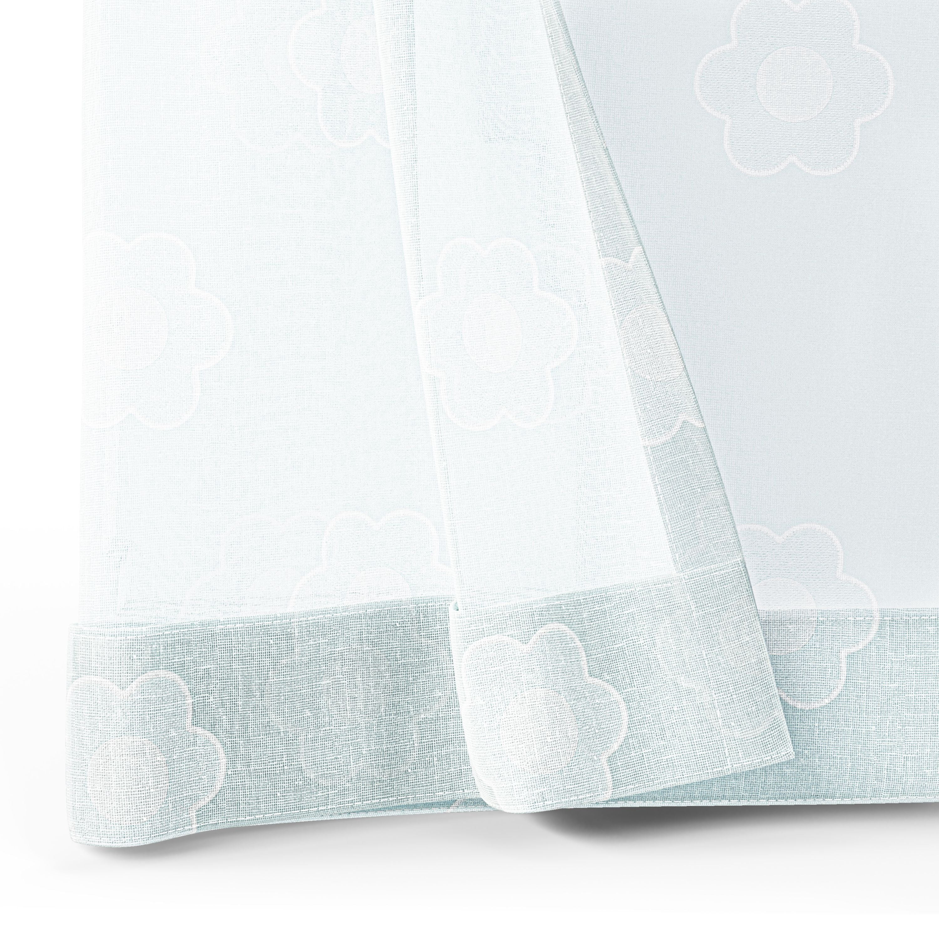Mainstays Kids Aqua Blue Daisy Sheer Single Panel Curtain, 38" W x 95" L