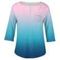thumbnail image 4 of ADSSDQ Blouses For Women Plus Size 3/4 Length Sleeves Tie Dye V Neck T Shirts Hawaiian Shirt Elbow Length Summer Work Tops Loose Casual Fall Womens Clothes With Pocket Pink XL, 4 of 5