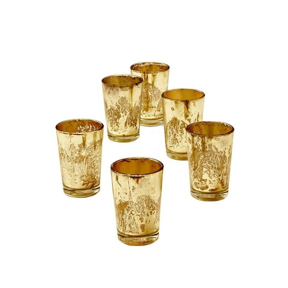 Antique Mercury Glass Candle Holders, Set of 6