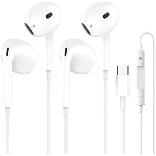 wonima11 2 Packs USB C Headphones Wired for iPhone 16, Type C Earbuds Earphones with & Volume Control, HiFi Stereo Noise Earbuds Wired for Samsung Galaxy S24/S23/S22/S21/S20 Ultra