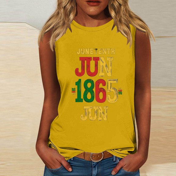 Giftesty Tank Tops for Women Casual Independence Day Sleeveless Round Neck Top