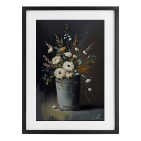Stupell Industries French Country Rustic Floral Bouquet Bucket Black Framed Print Under Glass, 14 x 20, by Creative Studio