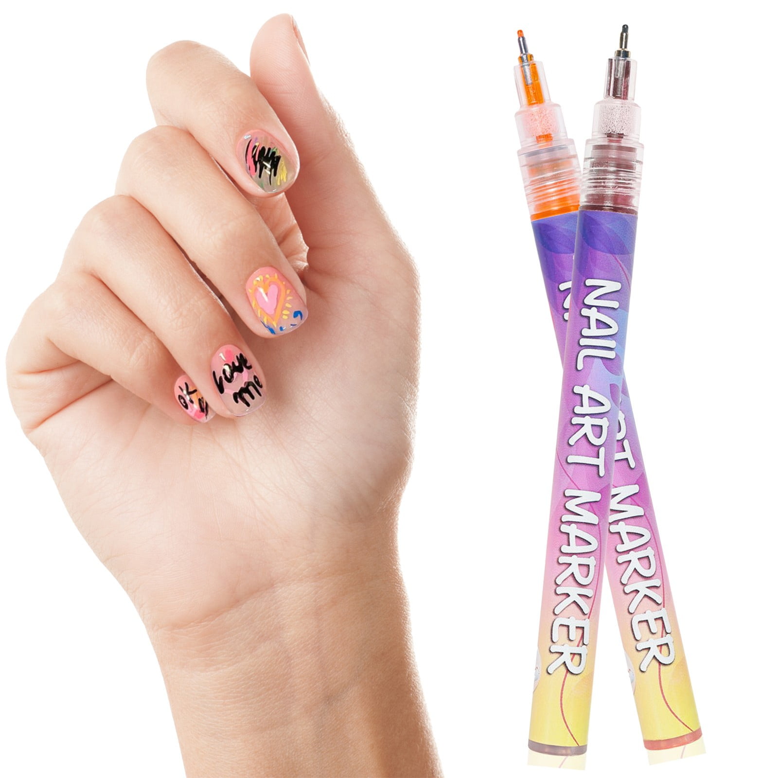 12 Colors Nail Art Pens Set, 2026 Upgraded Nail Art Markers for Kids, Quick Dry Long Lasting Nail Polish Pen, DIY 3D Drawing Dotting Painting Nails Liner Brush (1 Pcs)