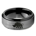 thumbnail image 2 of Tungsten Bulky Rhino Rhinoceros Band Ring 8mm Men Women Comfort Fit Black Step Bevel Edge Brushed Gray Polished, 2 of 4