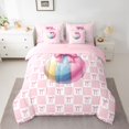 thumbnail image 2 of jejeloiu Watercolor Graffiti Football 7 Pieces Bedding Comforter Set,Cartoon Bowknot Print Full Bedding Set For Bow Lover Reversible, 2 of 8