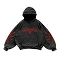 thumbnail image 2 of Vintage Hoodies for Men Y2K Gothic Streetwear Hooded Sweatshirt Lined Soft Pullover Tops Red S, 2 of 2