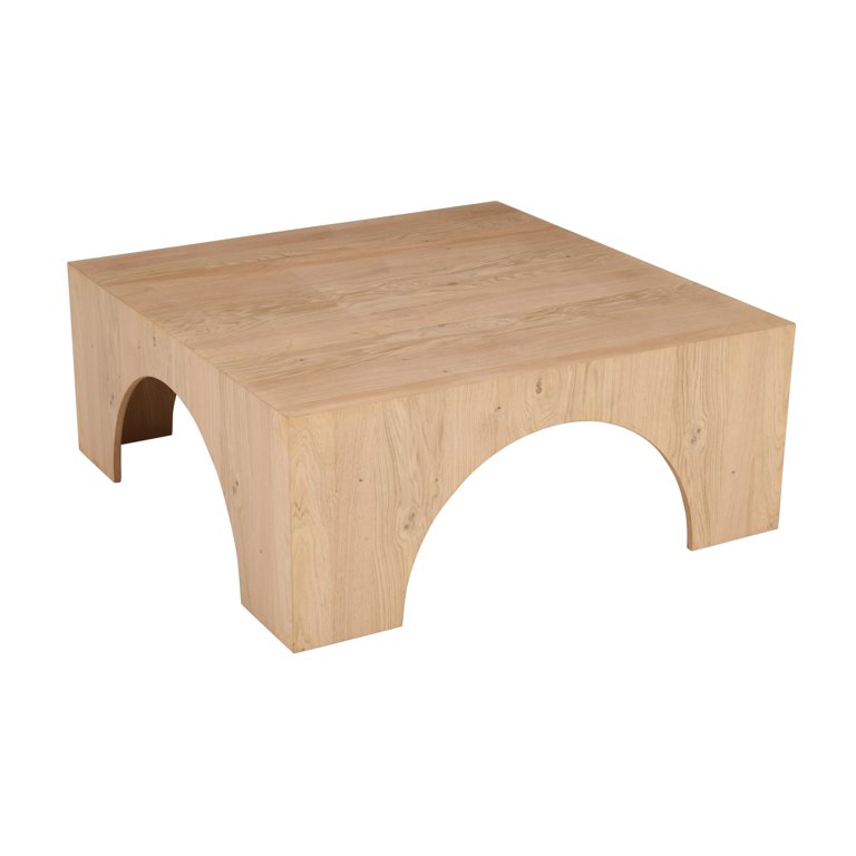 Jofran Archimedes 40" Arched Wood Square Modern Rustic Coffee Table