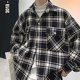 thumbnail image 3 of Abrigo A Cuadros Casual Suelto Estilo Harajuku Manga Larga Fibra De Poliéster Chaqueta De Hombre Para Compras Diarias Negro XL, 3 of 8