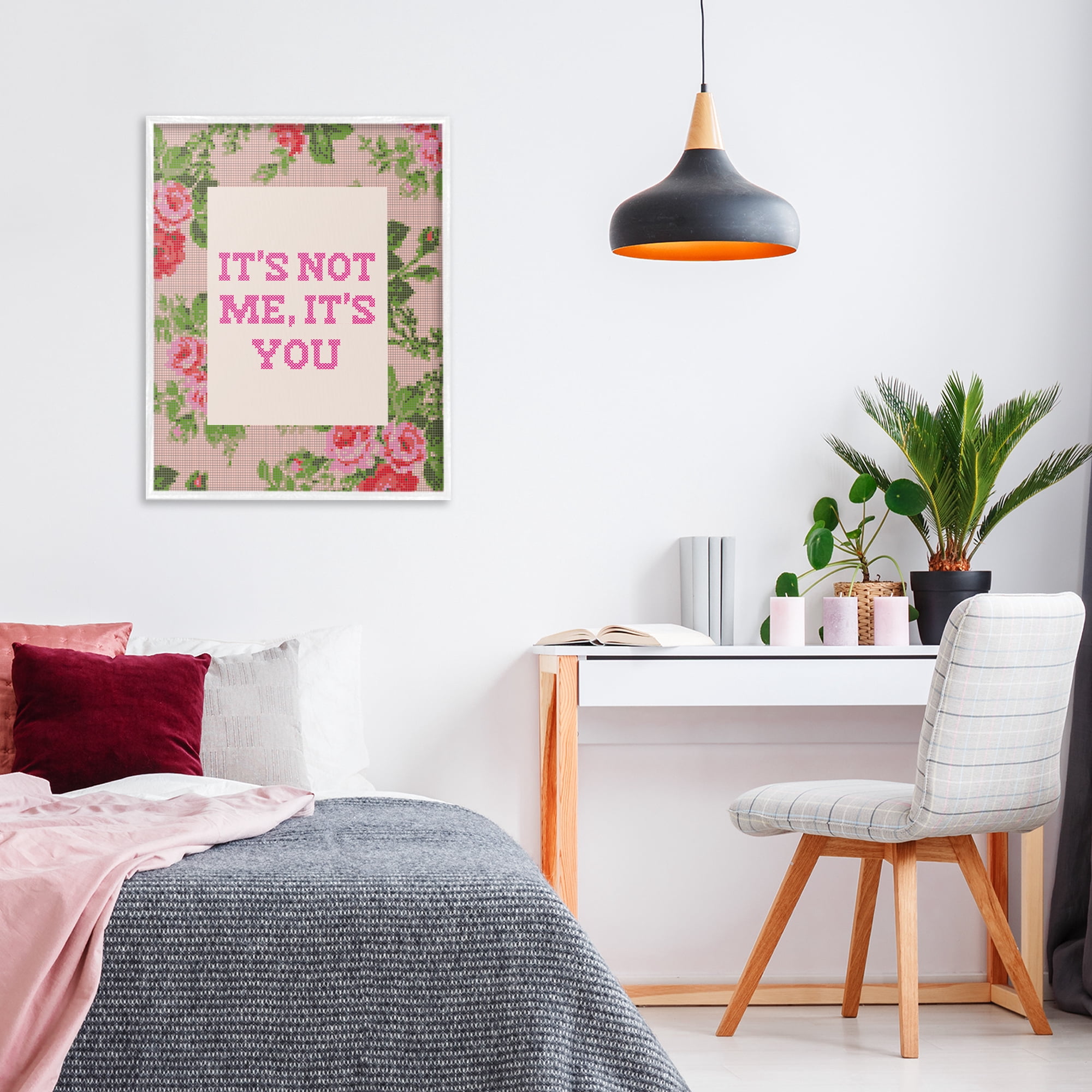 Stupell Industries Not Me It's You Faux Cross Stitch White Framed Giclee Art, design by Lil' Rue