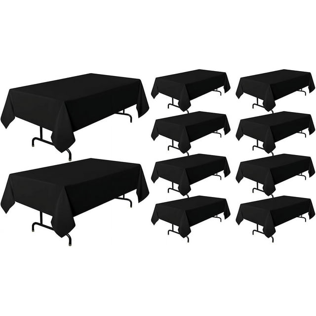 sancua 2 Pack Black Tablecloth 60 x 102 Inch Rectangle 6 Feet Table Cloth - Stain and Wrinkle Resistant Washable Polyester Table Cover for Dining Tab_Gift Of G