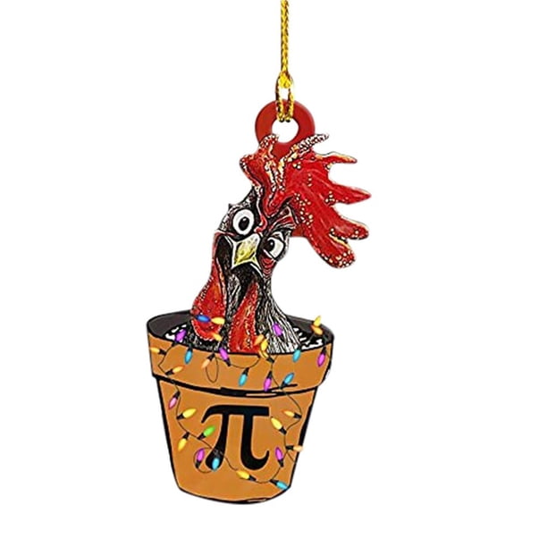 Billuyoard Colgante navideño de pollo con gorro navideño, bufanda, adorno colgante para árbol de Navidad, decoración para fiesta navideña Kits de decoración para fiestas Numero 5 Billuyoard HA040077-05