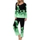 thumbnail image 1 of Puntoco Traje De Manga Larga + Pantalón Con Cuello En V Estampado Informal A La Moda Para Mujer Azul Cielo L, 1 of 5