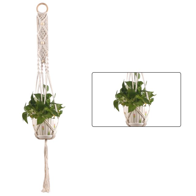 Advancent Cestas colgantes 100 hechas a mano, soporte para plantas, macramé, colgador de plantas, maceta para colgar en la pared interior, soporte para Jardín y Patio No.36 Advancent HA001777-36