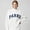 Letters with polka dots on a white background with navy blue accents, variant on 2026 European and American new style, preppy-inspired PARKE letter and polka dot embroidered women's casual high-neck sweatshirt, versatile and sporty