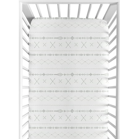 UPC: 0846480068587 | Sweet Jojo Designs Grey and White Boho Tribal Unisex Boy or Girl Baby or Toddler Nursery Fitted Crib Sheet for Gray Woodland Forest Friends Collection