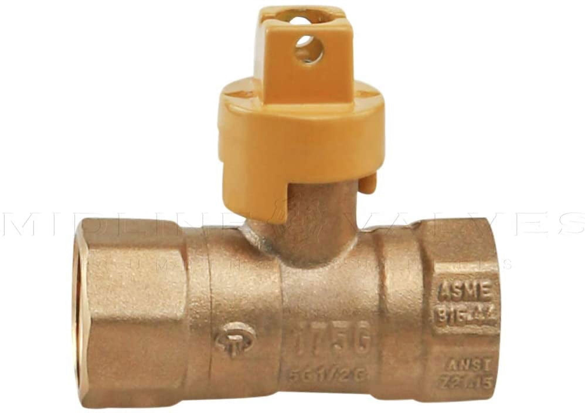 Midline Valve 34SCRWGAS-5 Premium Brass Gas Ball Valve with Screwdriver Slotted Handle, 3/4 in. FIP Connections (Pack of 5)