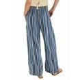 thumbnail image 2 of Women'S Striped Pants High Waist Wide Leg Cotton and Linen Fashion Beach Elastic Waist Casual Flowing Pants Blue S, 2 of 7